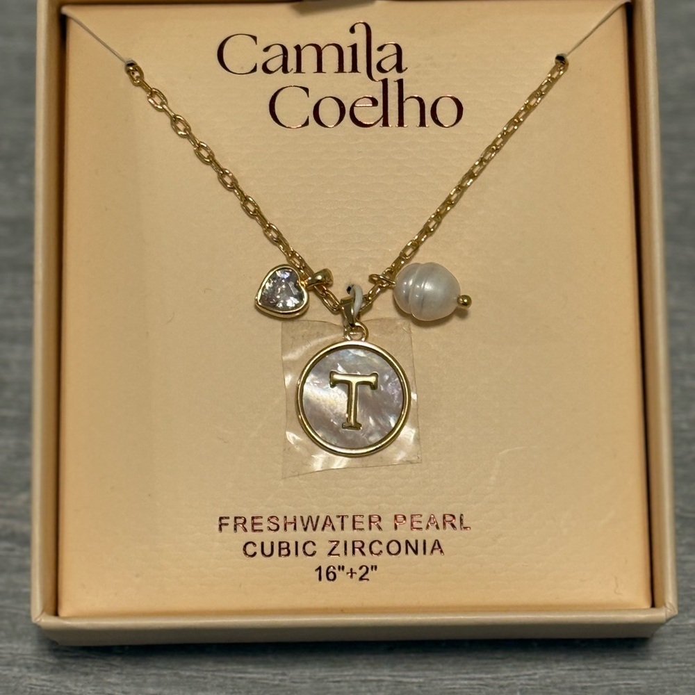 Camila Coelho Gold and White Necklace with Freshwater Pearl
